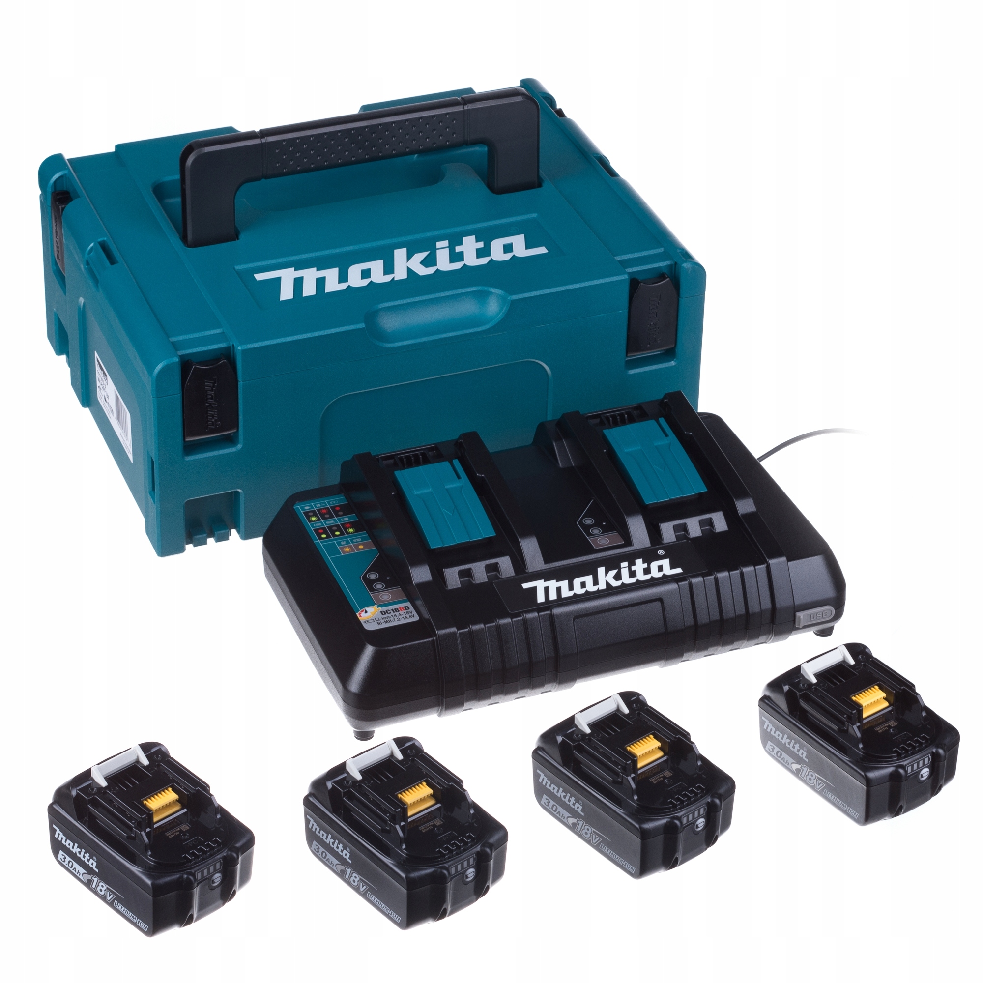 Makita Napájecí Sada 18V (BL1830Bx4+DC18RD) Makpac