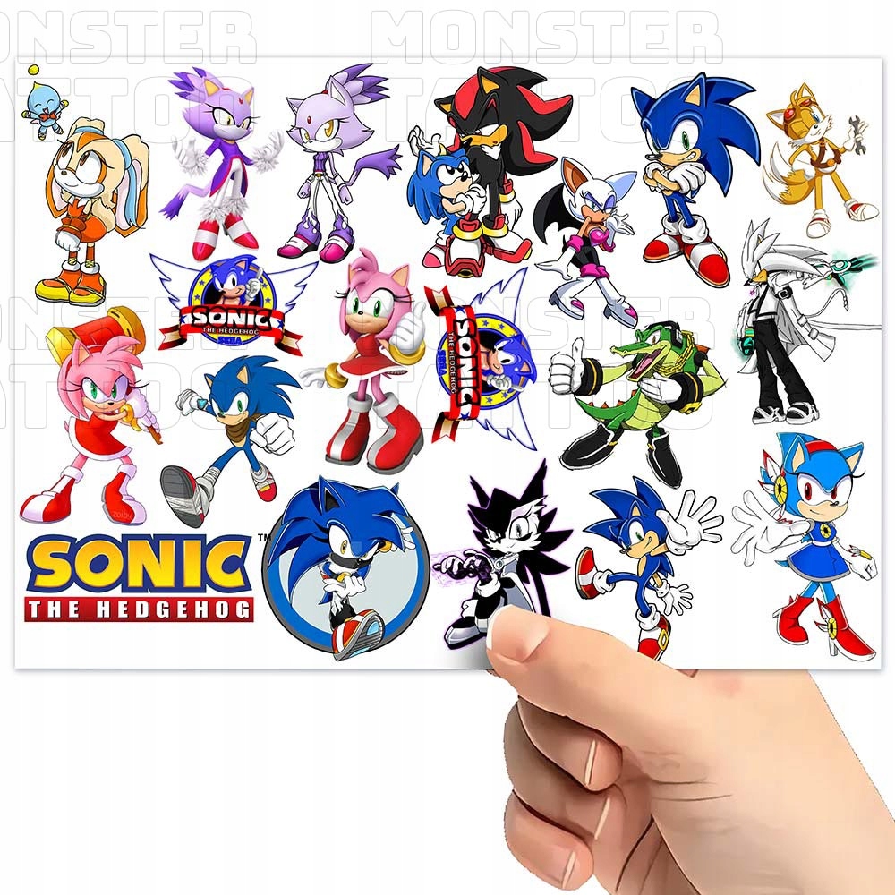TATUAŻE ZMYWALNE TYMCZASOWE DLA DZIECI DZIECIĘCE SONIC WZORY ORYGINALNE Typ naklejka