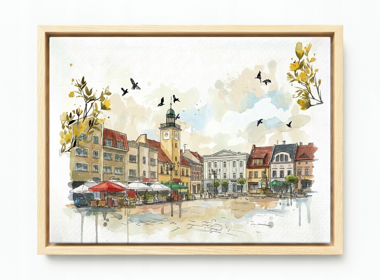 Obraz Rama American Box Město Slezsko Rybník Trh Radnice Fontána 60x40