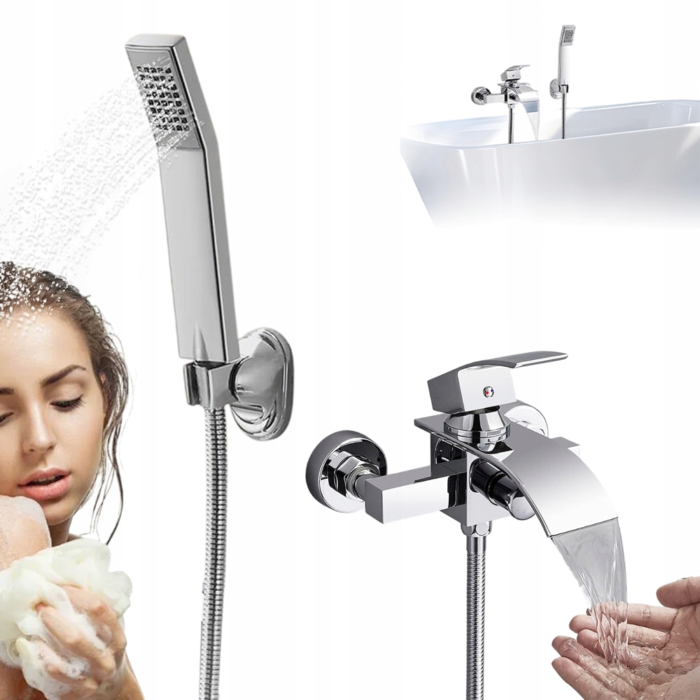 Sada Vanová Baterie Se Sprchou Sprchová Hlavice Hadice, Stříbrný Držák