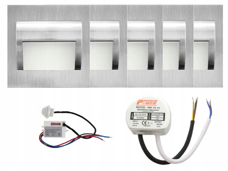 Sada Led schodišťových světel 5x napájecí adaptér detektor
