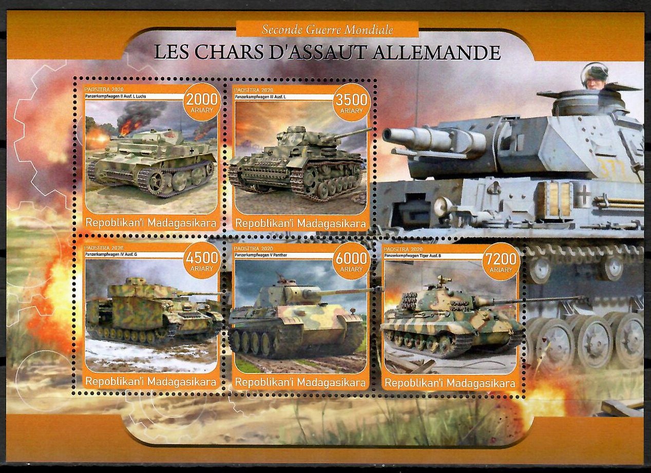 II wojna CZOŁGI NIEMIECKIE Madagaskar ark. #MDG20-07