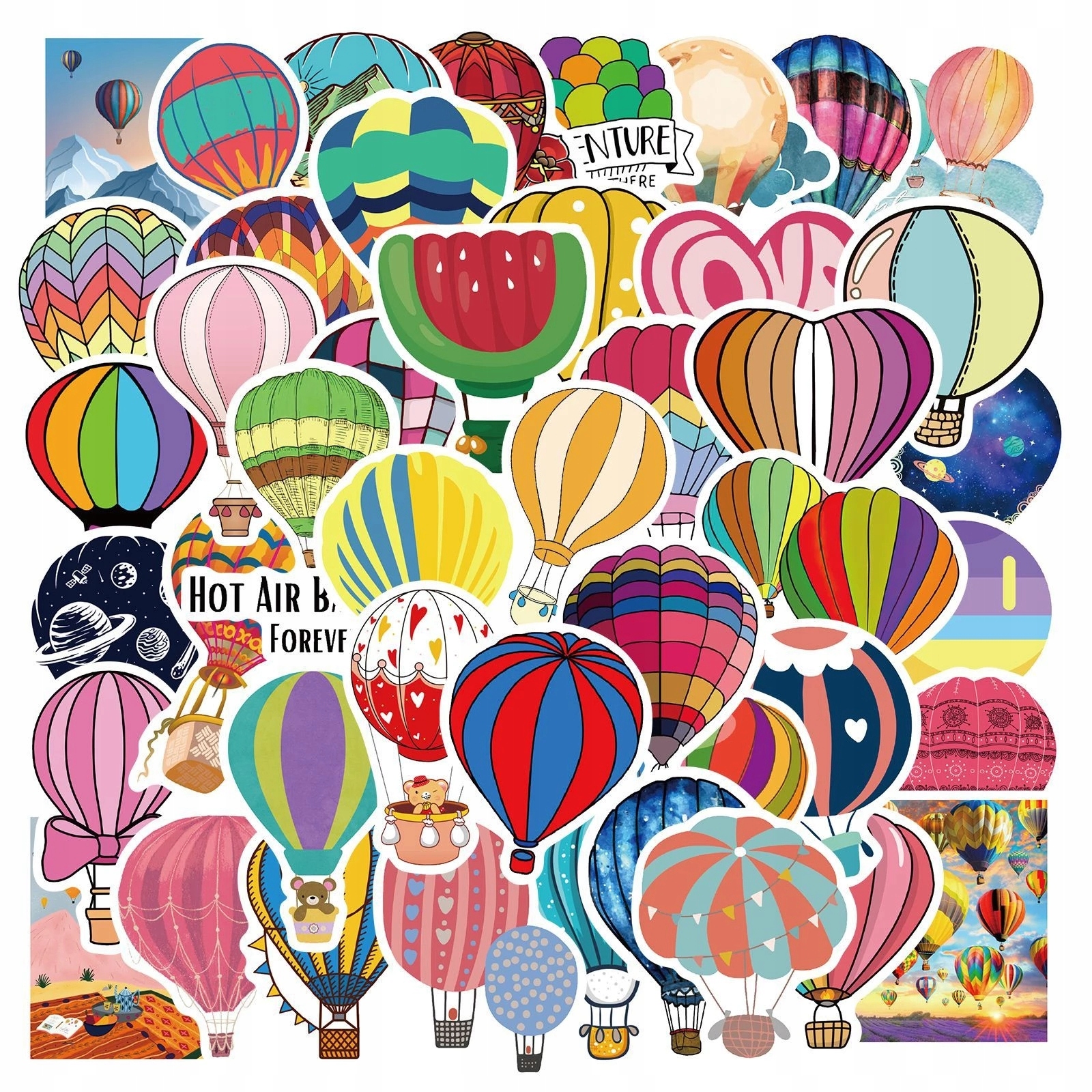 

Balony MIX Naklejki Wodoodporne Zestaw 50 szt