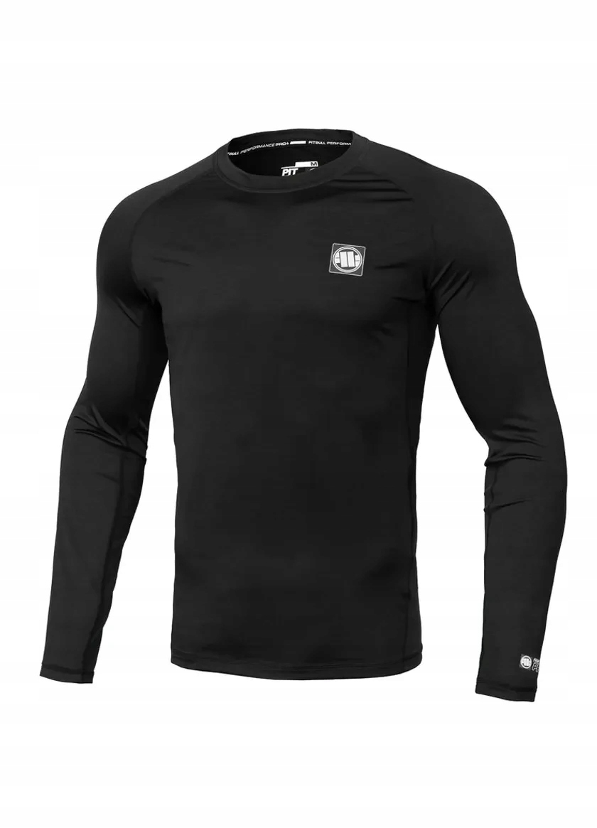 Rashguard Pánský Pitbull Small Logo dlouhý kompresní rukáv Černý vel. L