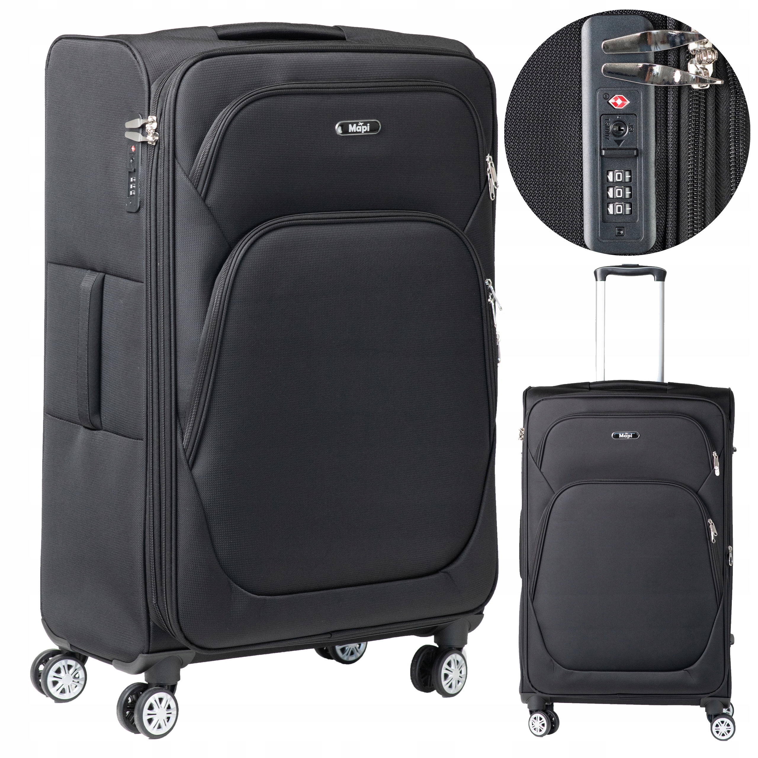 Mapi Kufr měkký velký polyester Velký Kufr 100 L Oxford Black 100 l