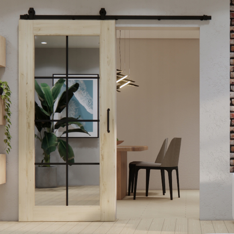 Posuvné dřevěné dubové dveře se zrcadlem Mirror Szpros 90x210 surové