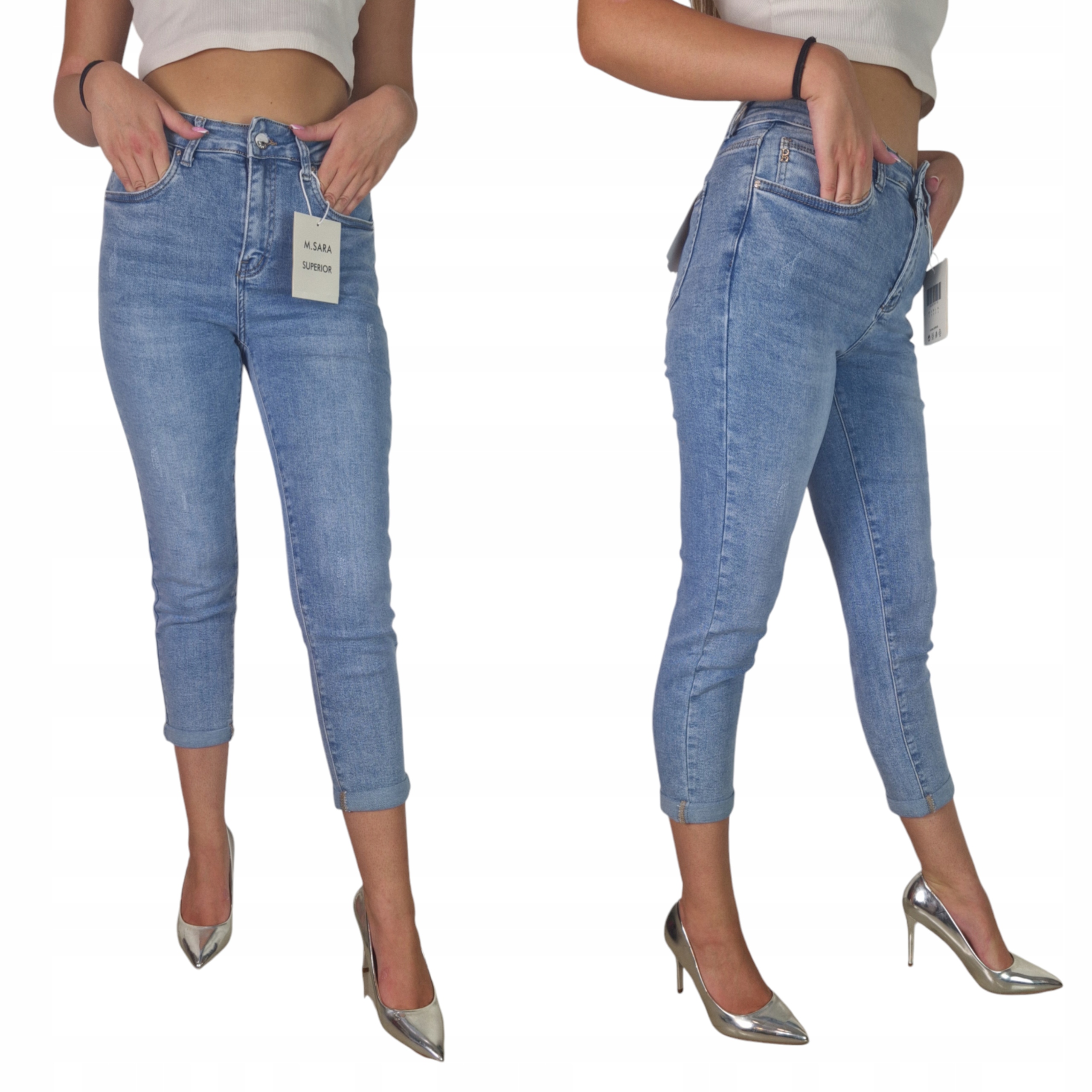 Džíny Vysoký pas Úzké Nohavice 7/8 Modelovací M.sara Superior