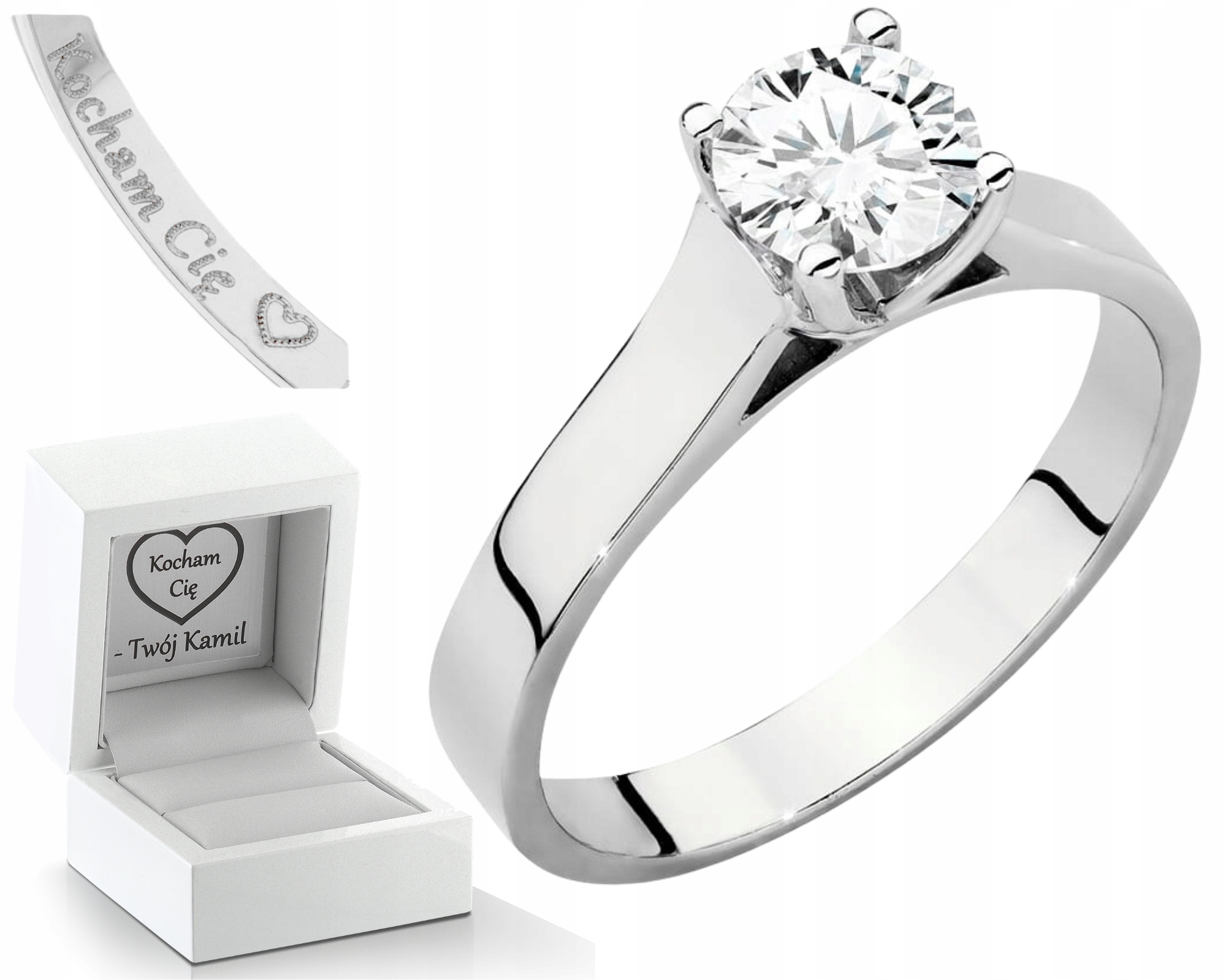 Bílý Zlatý Prstýnek S Laboratorním Briliantem 0,70 Ct 585 Gravírování Obchod