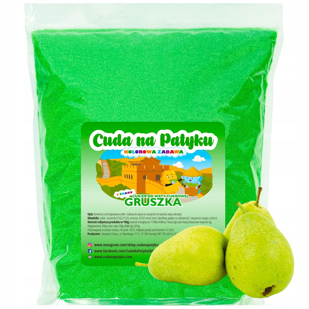 

1 Kg Cukier do waty cukrowej kolorowy Gruszka