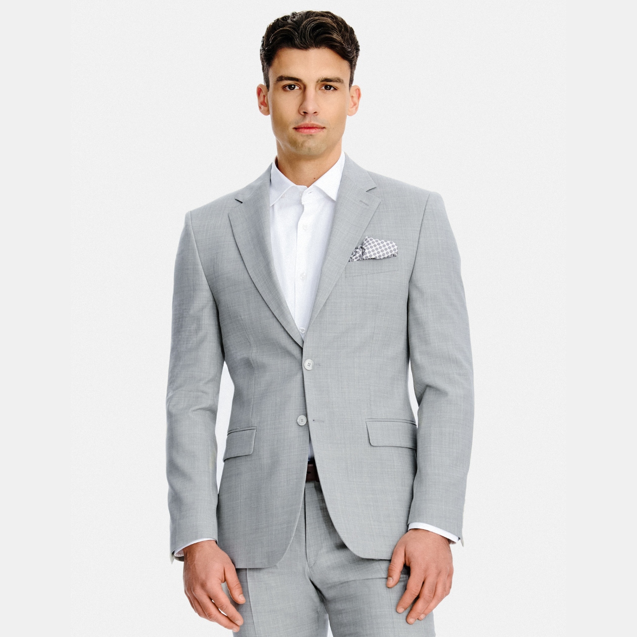 Šedá sako obleková 100% vlna Marzotto Pako Lorente vel