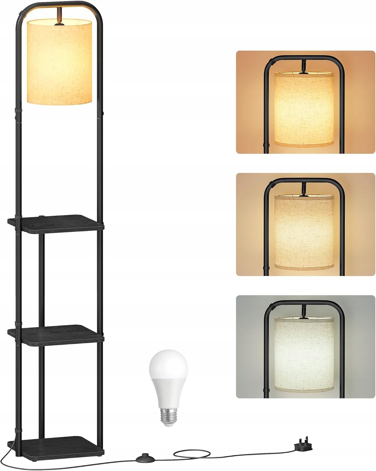 Podlahová lampa vasagle E27 60 W béžová, čierna