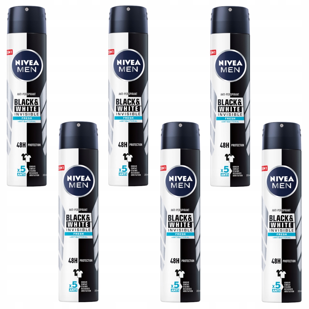 

Antyperspirant męski Nivea Men Black White 6x200ml