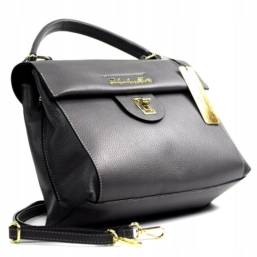 TOREBKA SALVADORE FERETTI SKÓRA SZARA LUX 920D Kolor szary