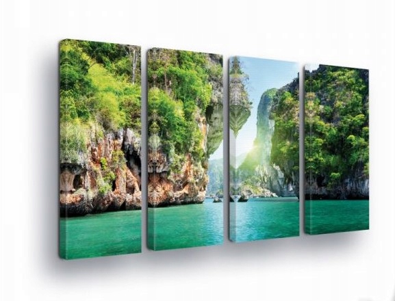 Obraz 120x80 Tropický ostrov zátoka skaly more oceán tyrkysová zelená príroda
