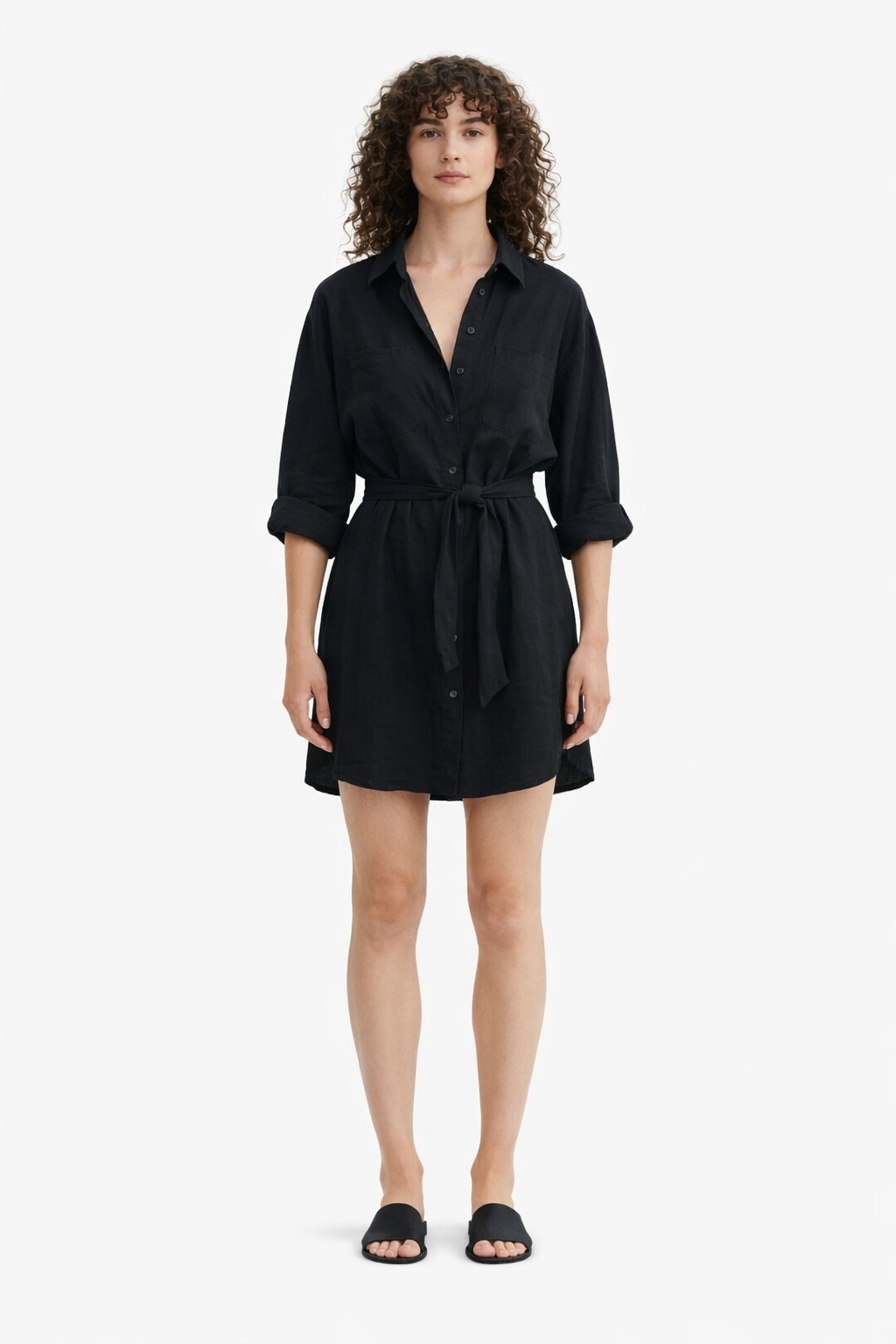 Muuv Apparel Černá Rozevřená Šaty S Knoflíky M I4C