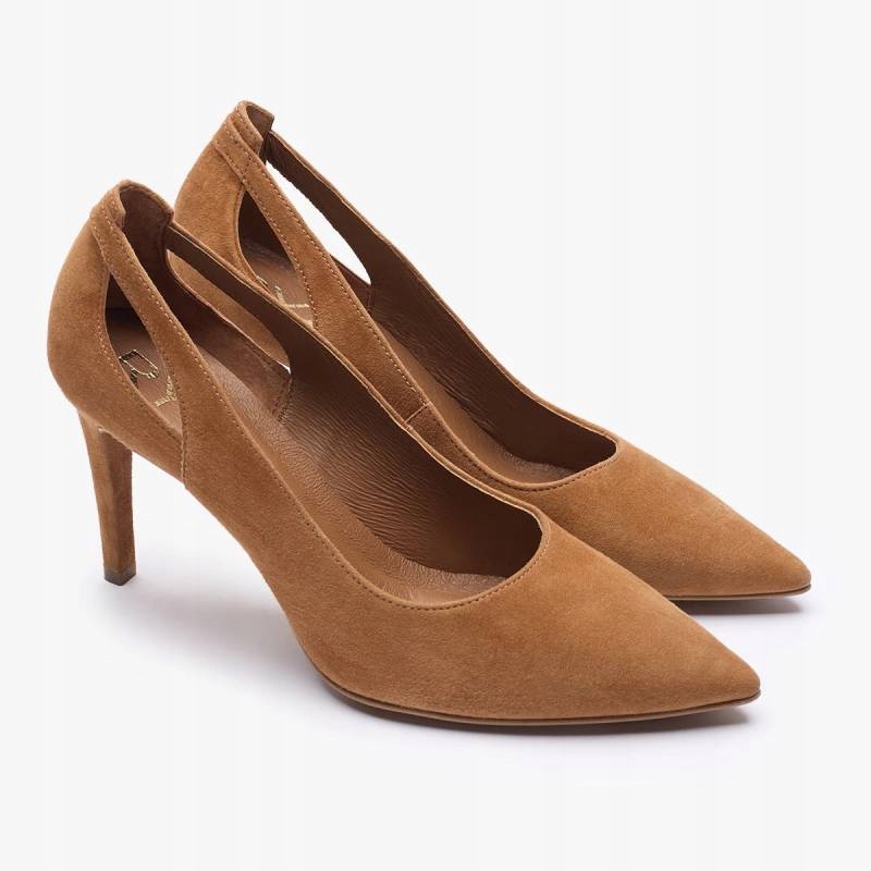 Ryłko 8Z203 T1 4TU hnědé lodičky na jehlovém podpatku s vykrojením 37 Phoebe Kochland