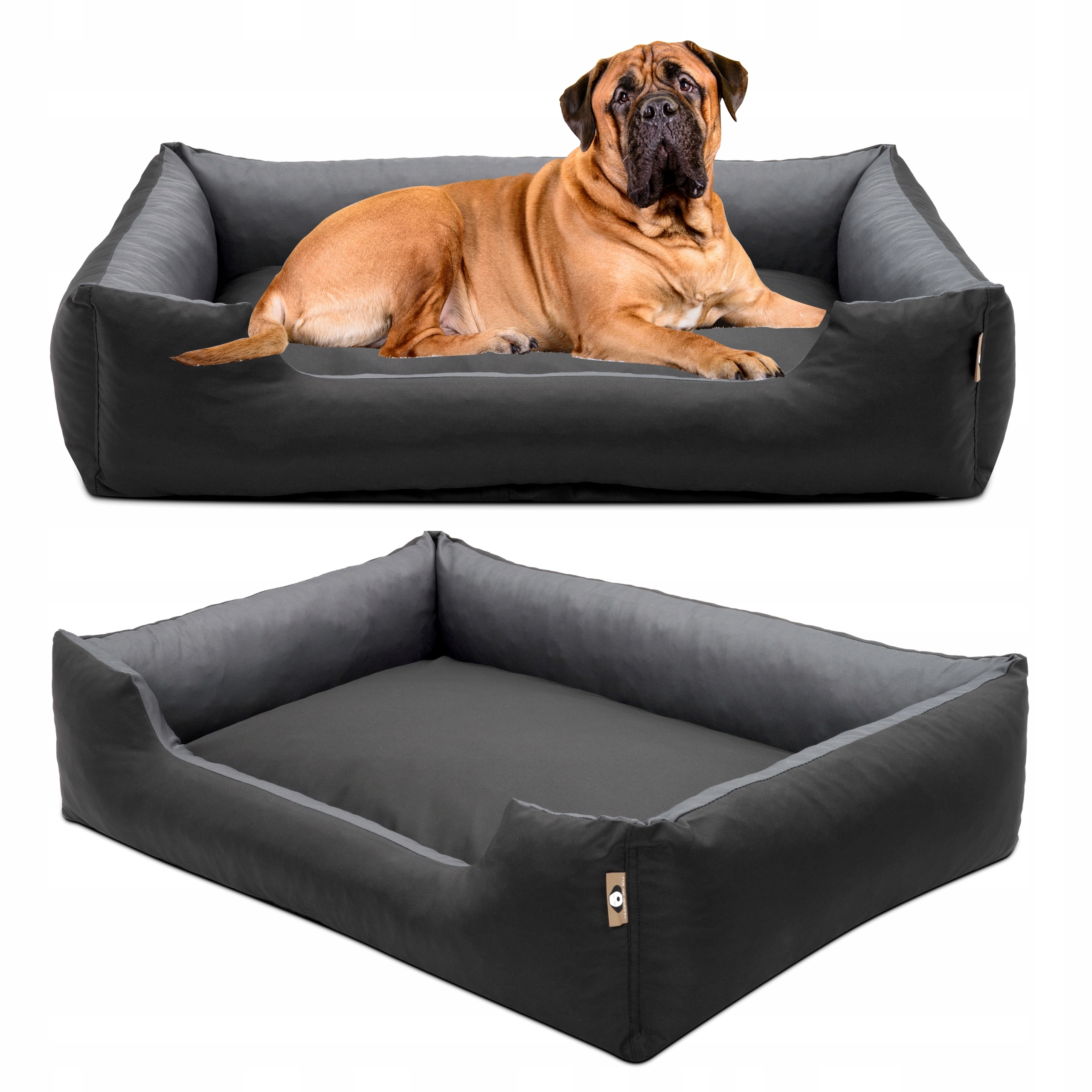 Duże legowisko dla psa 125x90 XXXL kanapa kojec materac Czarne+graf