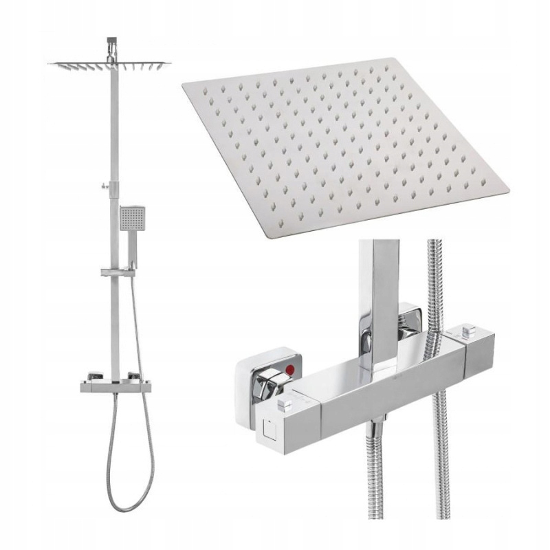 Sprchový set termostatická baterie velká dešťová sprcha 30 cm chrom Yoka