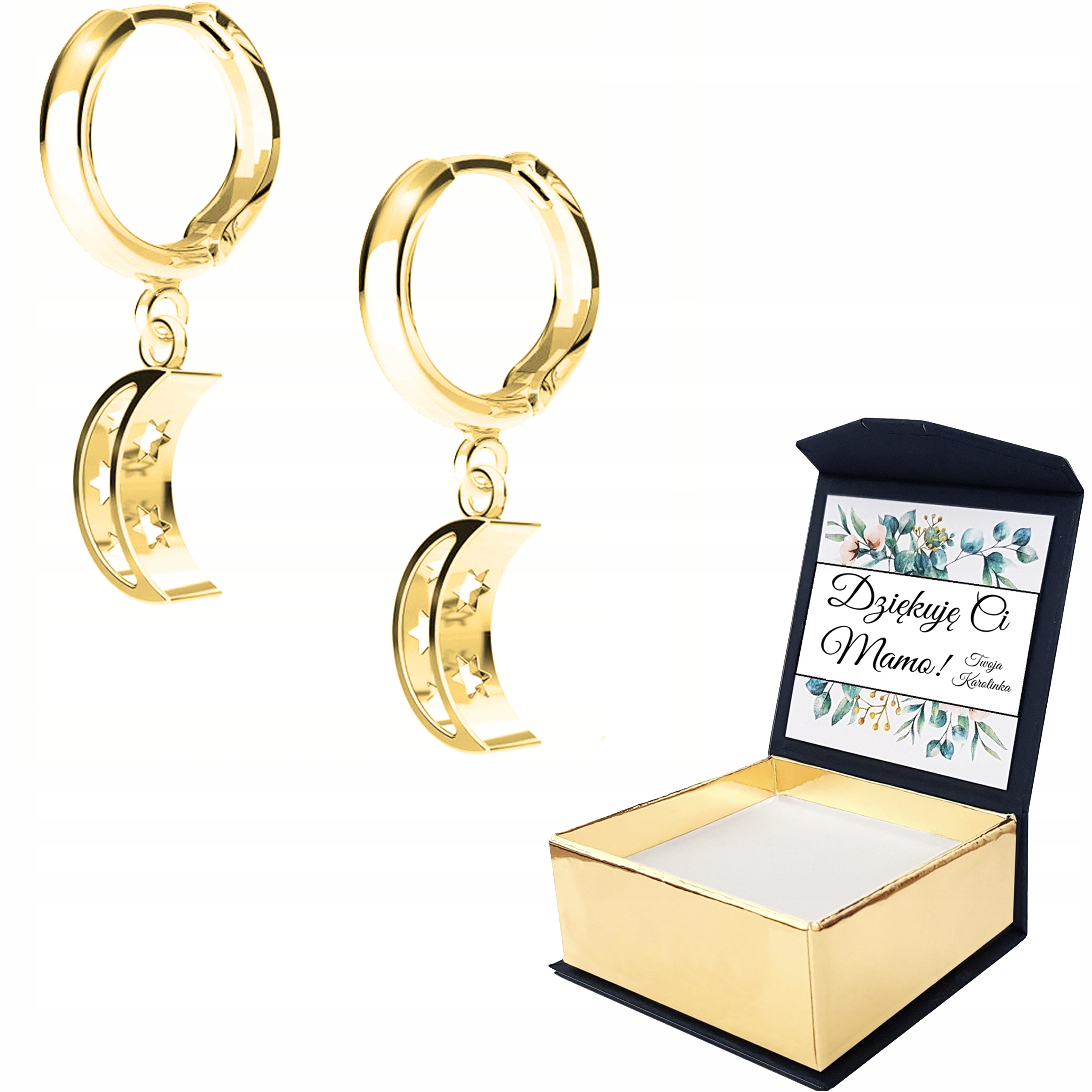 

Kolczyki złote Półksiężyc Księżyc Własny Nadruk