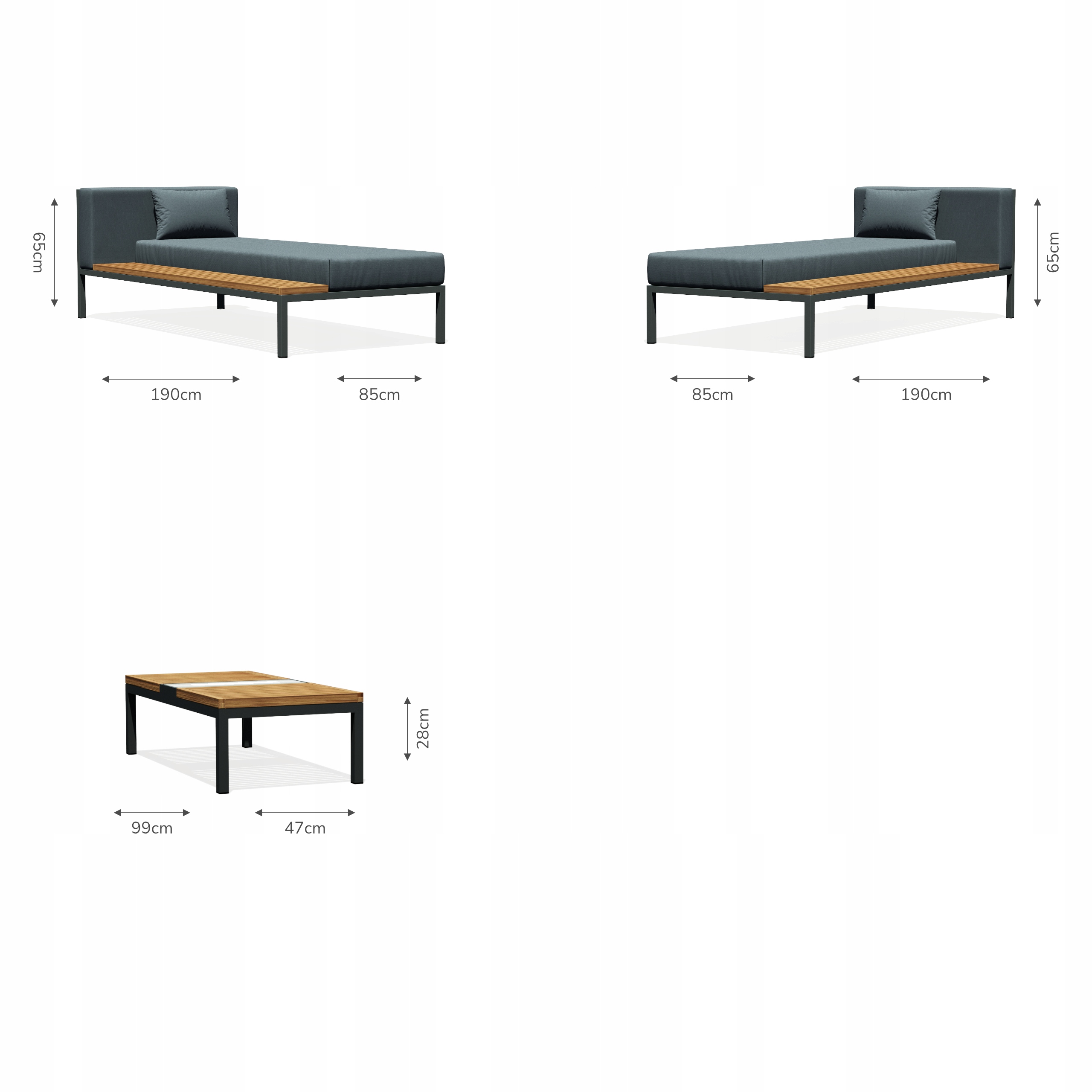 ZESTAW MEBLI OGRODOWYCH VIVO GRAFIT - NOWA CENA!!! Kolor szary