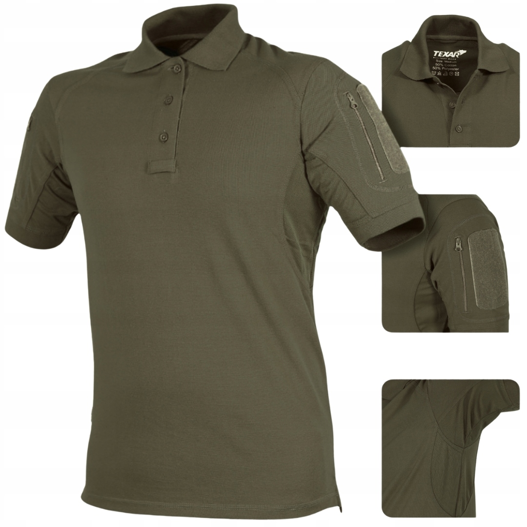 Koszulka Polo Męska Wojskowa T-Shirt Taktyczny Texar Elite Pro Olive S