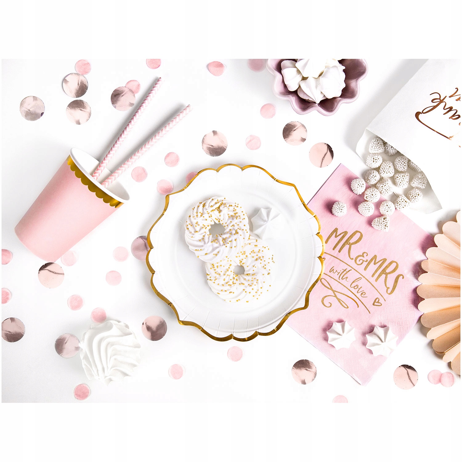 talerzyki papierowe w kolorze białym ze złotymi brzegami  18,5 cm  6 szt. | TPP30-008 — 4