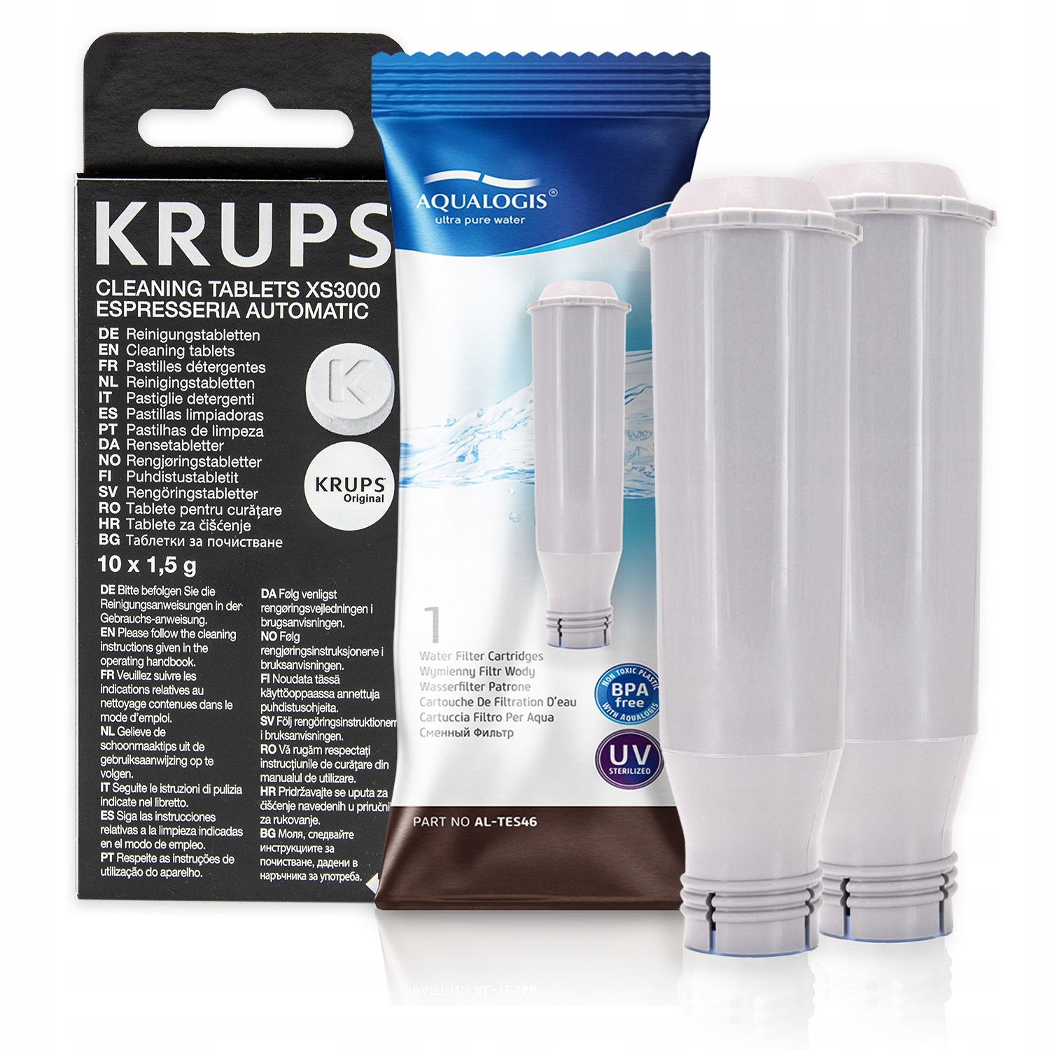 2x AL-TES46 Filtr do kávovaru Krups Odmašťovací tablety XS3000