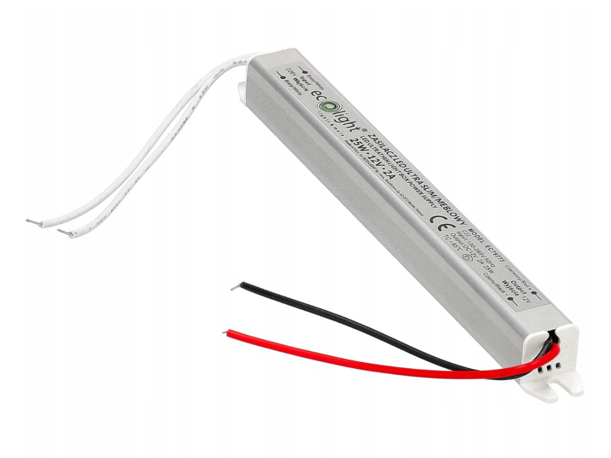 Zasilacz LED Slim 24W 2A 12V Transformator Meblowy Montażowy do Taśm Kod producenta EC79773