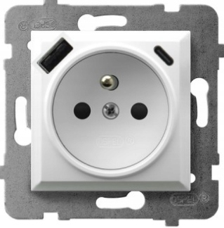 Gniazdo pojedyncze z uziemieniem Usb C A Ospel Aria GP-1UZPUSBAC/m/00