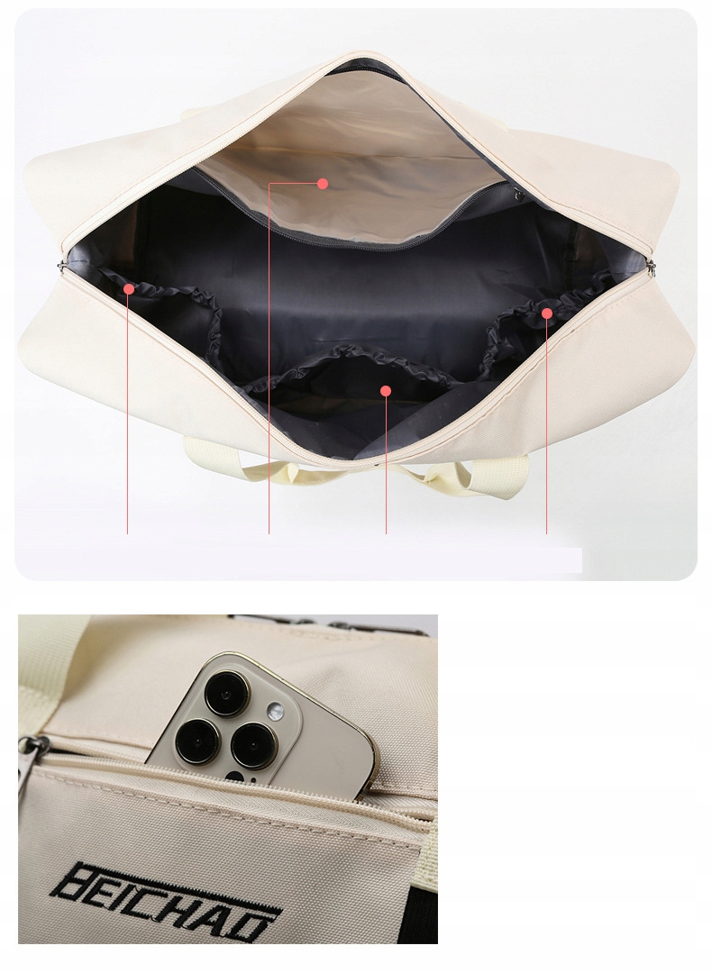 TORBA SPORTOWA DAMSKA PODRÓŻNA WEEKENDOWA TOILETRY BAG SET NA FITNESS 30 L Długość paska 113 cm