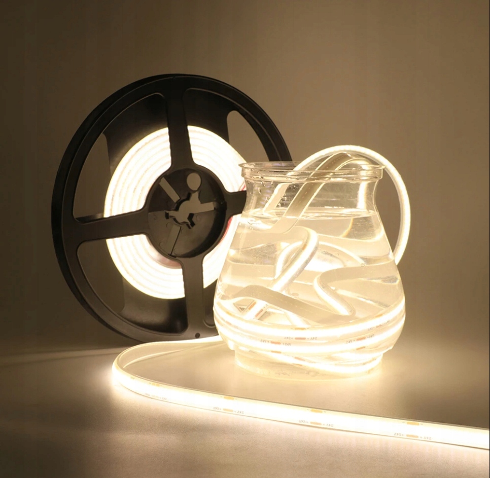 TAŚMA LED COB WODODOPORNA IP67 BIAŁA NEUTRALNA 4000K BEZPUNKTOWA 9W/m 12V Długość 1 m