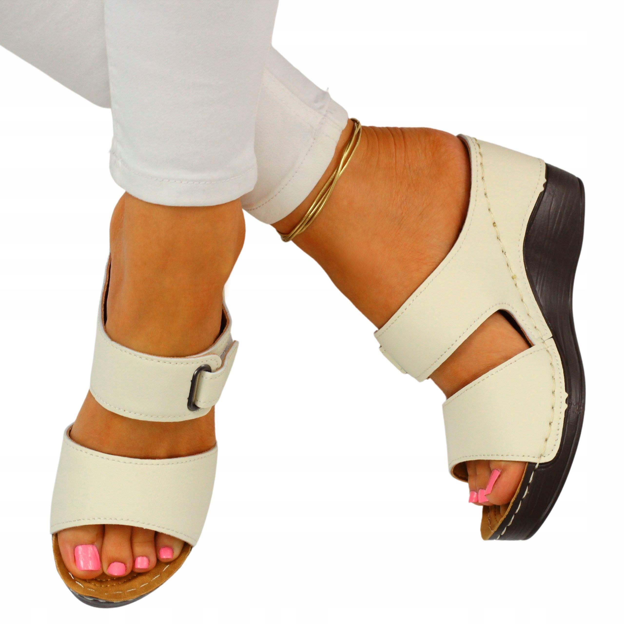 

Klapki Damskie Buty Szyte Profilowane Na Koturnie