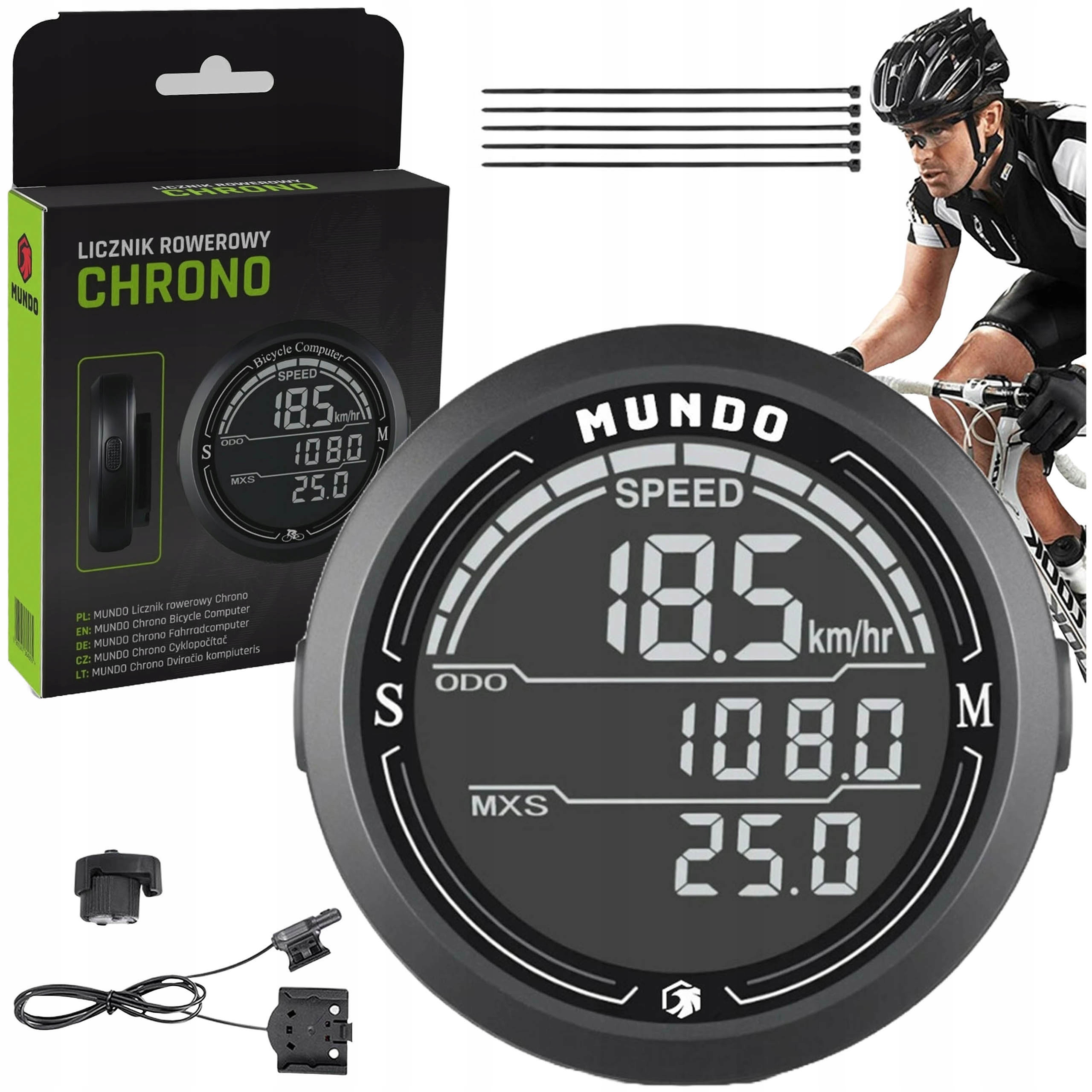 LICZNIK ROWEROWY PRZEWODOWY- DO ROWERU MIERNIK PRĘDKOŚCI WODOODPORNY LCD