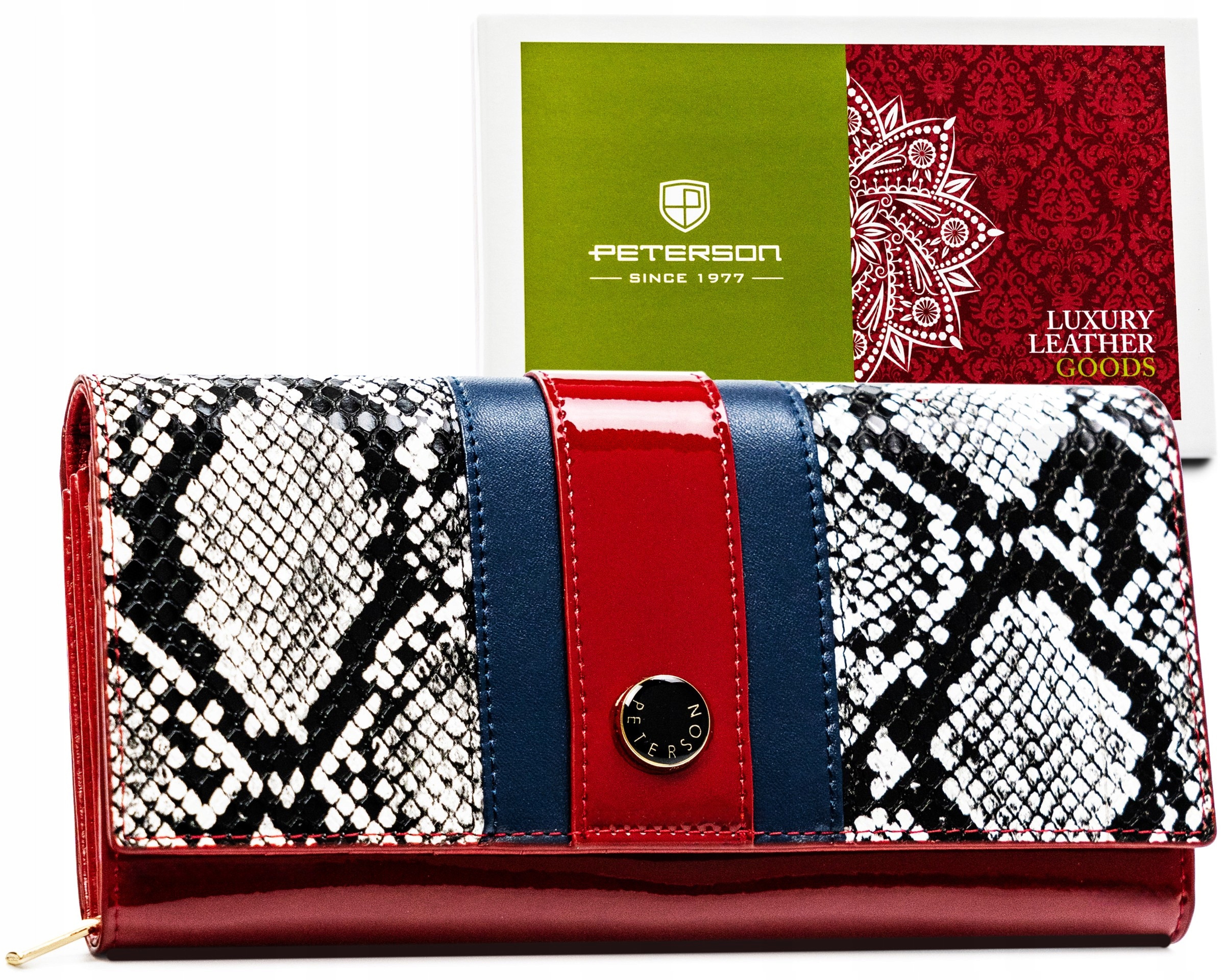 Dámská elegantní peněženka z pravé kůže, horizontální, velká, proti krádeži