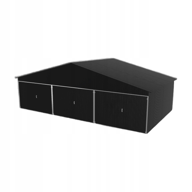 Plechová garáž 9x5 m, třípolohová, dvoupolohová, černá