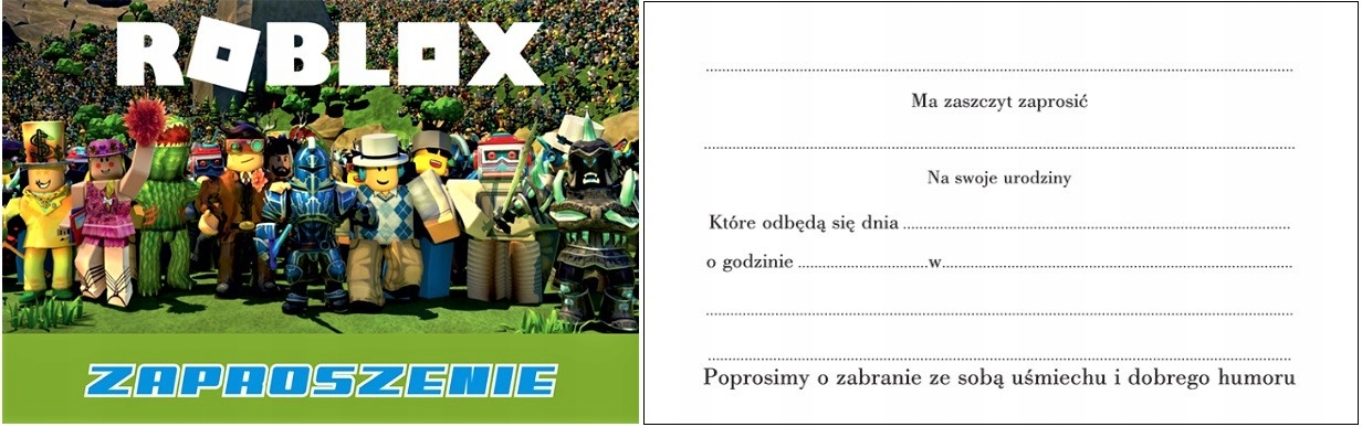 ZAPROSZENIE ZAPROSZENIA ROBLOX URODZINY 1szt Rodzaj urodziny
