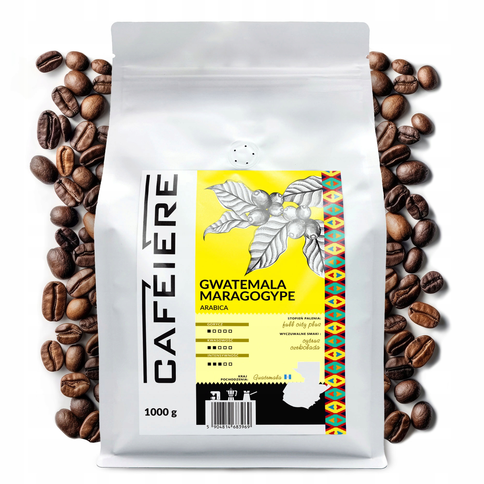 Levně Káva zrnková 1kg Guatemala Maragogype 100% Arabica Čerstvě pražená