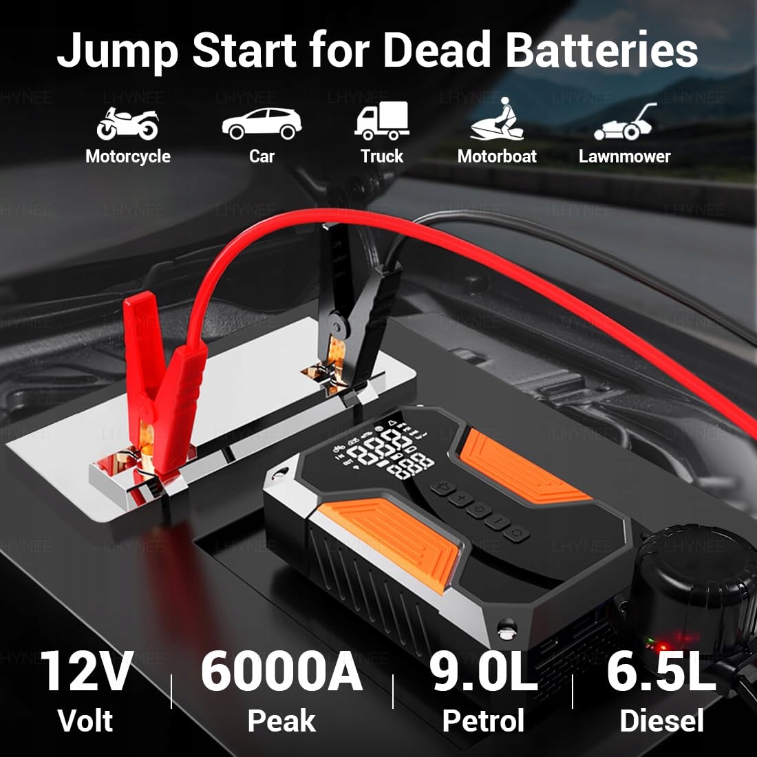POWERBANK LHYNEE Z Kompresorem 6000A 150PSI Do 12V Pojazdów — miniatura 2