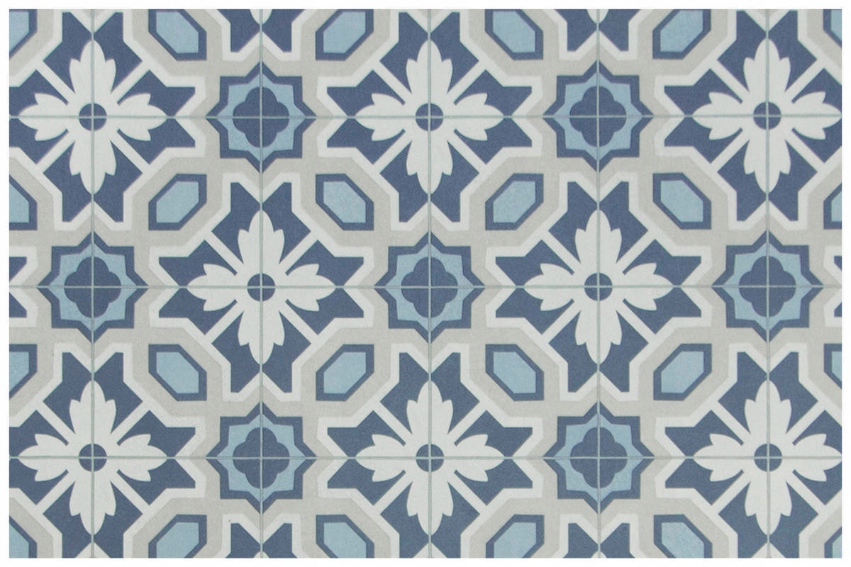 

2,5 Niebieska Wykładzina Pcv Boho Płytki Patchwork