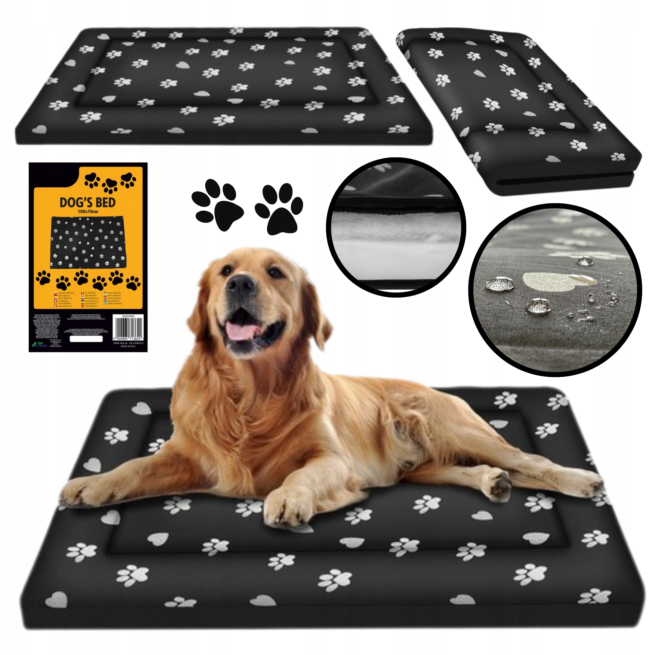 Levně Pelíšek pro psa XXL 100×70 cm Voděodolné, pratelné, ergonomická podložka