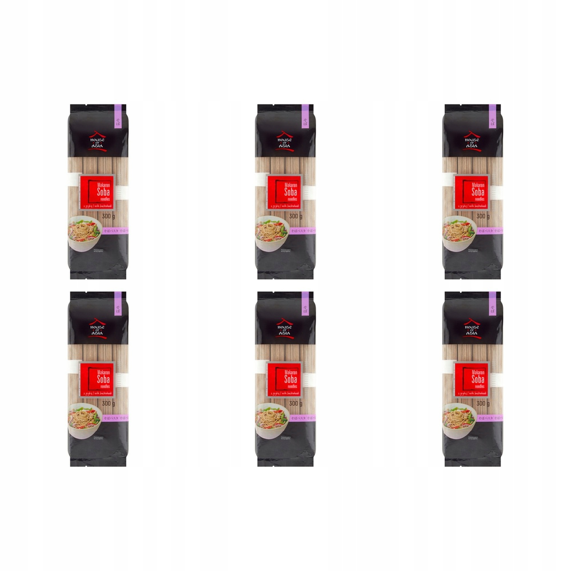 6x 300g House Of Asia makaron soba gryczany nitki Dec.makaron