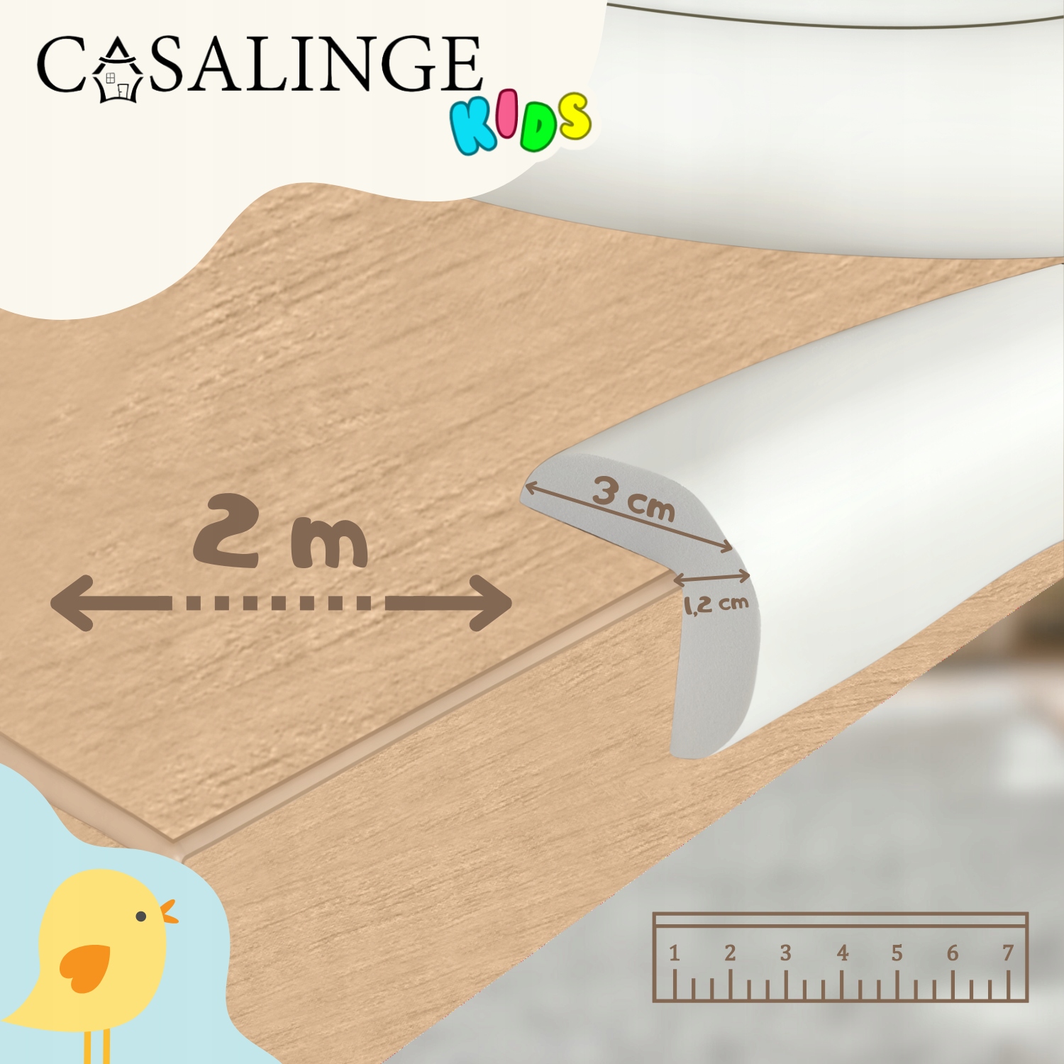 TAŚMA PIANKOWA ZABEZPIECZAJĄCA OCHRONNA KANTY ROGI MEBLE NAROŻNIKI STOŁU 2m Kolor beżowy