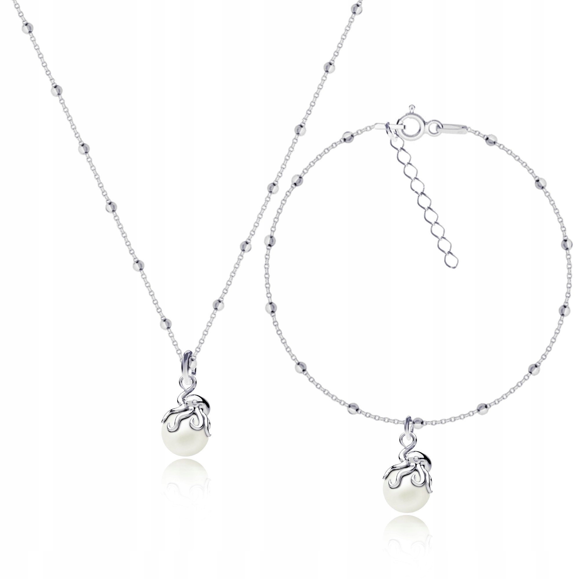 Chobotnice S Perlou Perly Ecru Kuličkový komplet šperků stříbro 925