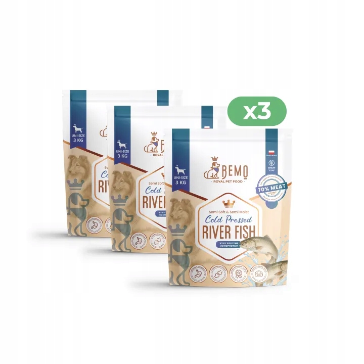 Bemo Cold Pressed River Fish półwilgotna karma tłoczona na zimno Ryba 9kg