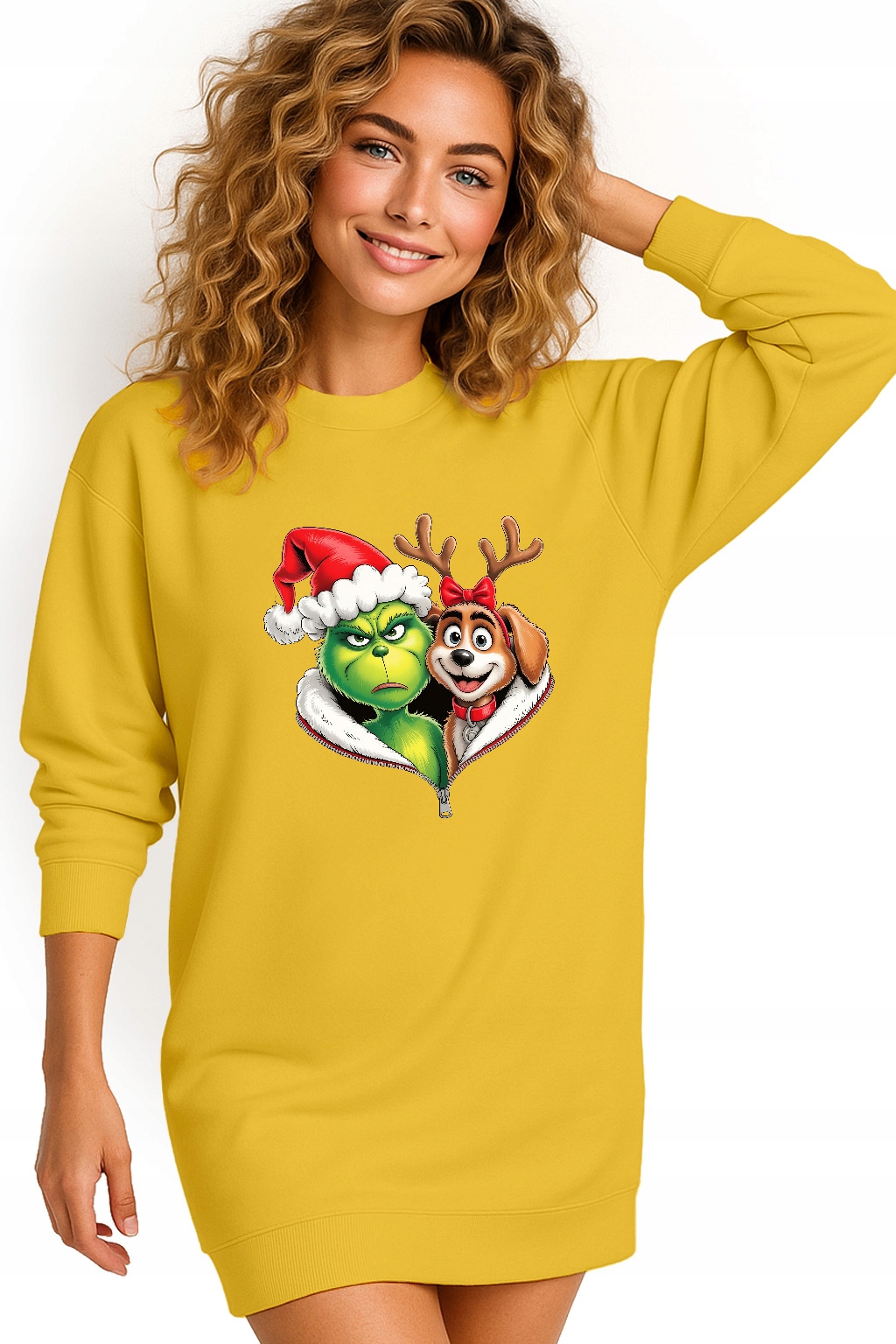 Mikina Vánoční Oversize Šaty Grinch Sob Dárek Vánoce L