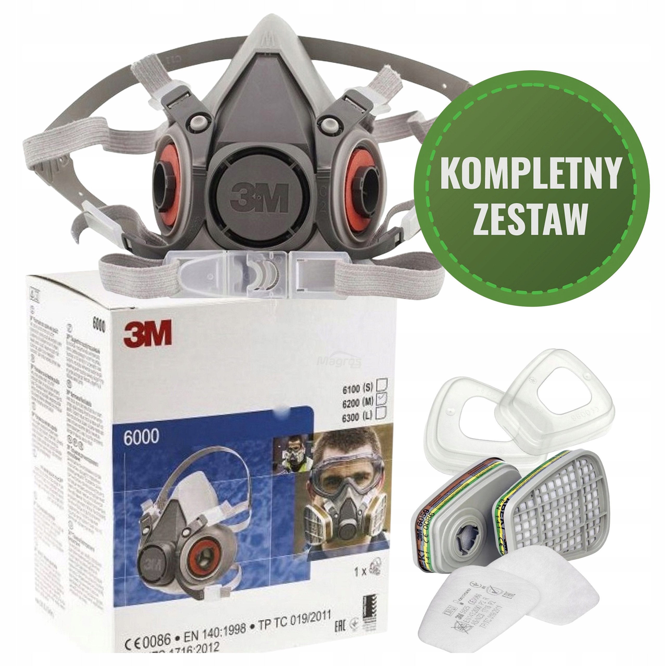 Maska 3M 6200 pro postřiky Pesticidy Herbicidy Komplet Originál Ne Číňan