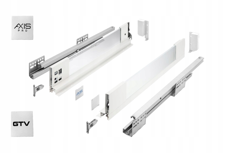 Šuplík Gtv Axis Pro Glass L350 H86 Nízká Skleněná Strana 40 Kg S Tlumením Dovírání