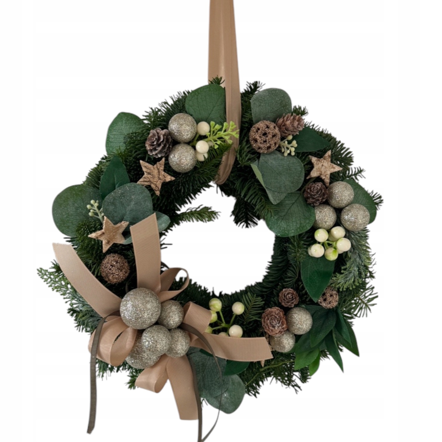 Věnec dekorace na dveře, stůl, vánoční živý smrk