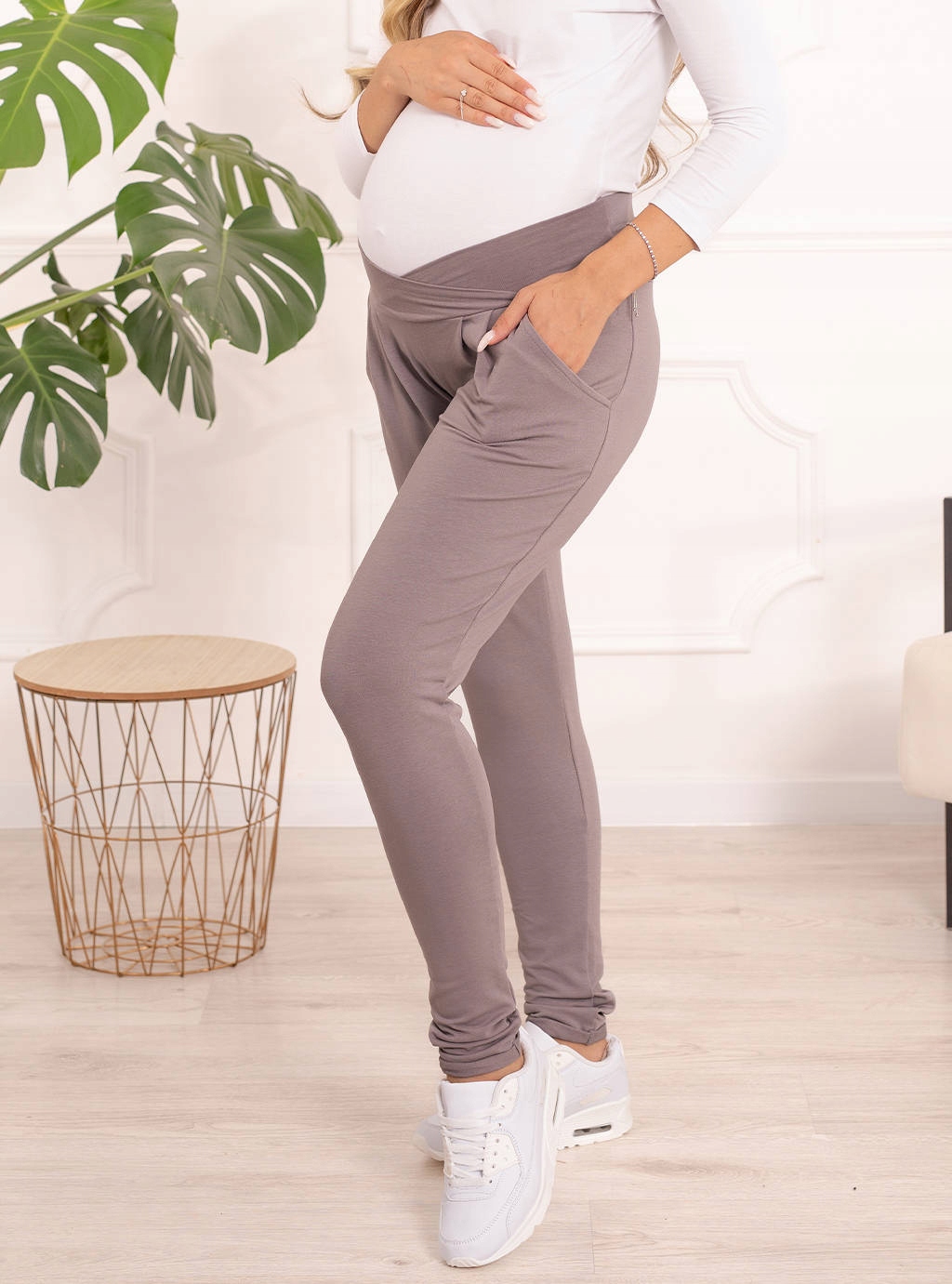 SPODNIE DAMSKIE CIĄŻOWE CYGARETKI Z DZIANINY XXL Wzór dominujący bez wzoru