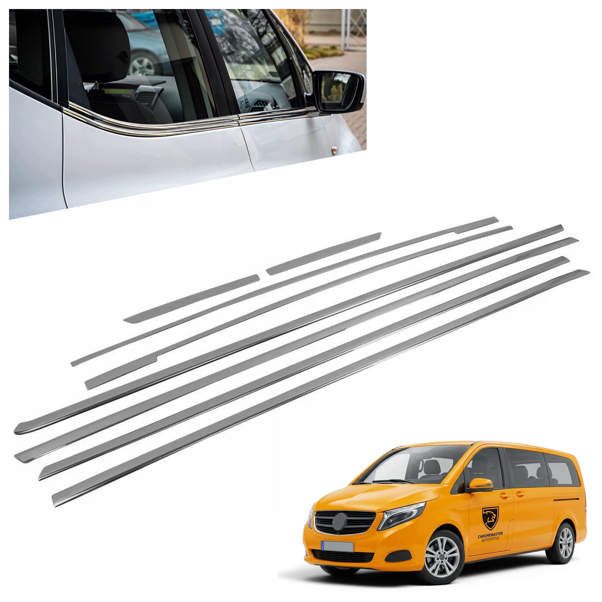 Lišty pod bočné sklá pre Mercedes V-klasa W447 2014- Extra-long